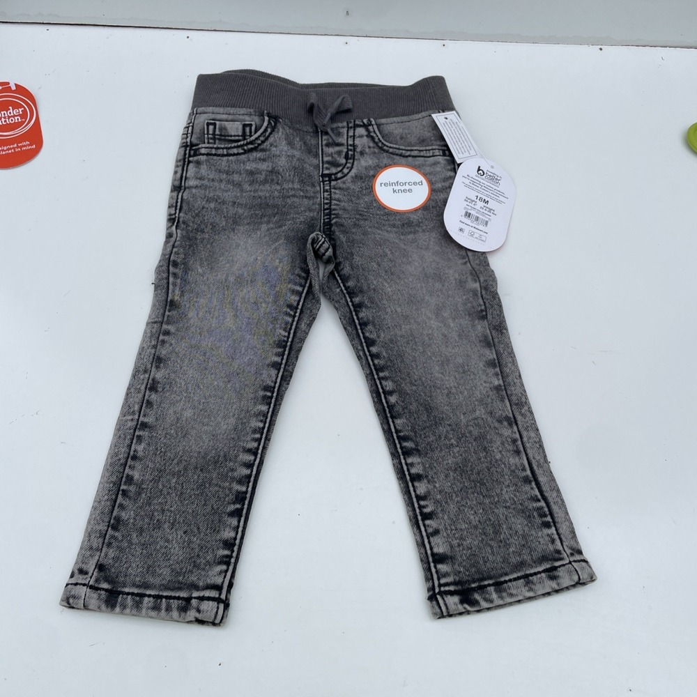 Wonder Nation Pull on Denim  Boys 18 month Black Acid Wash Reinforced Knee NEW